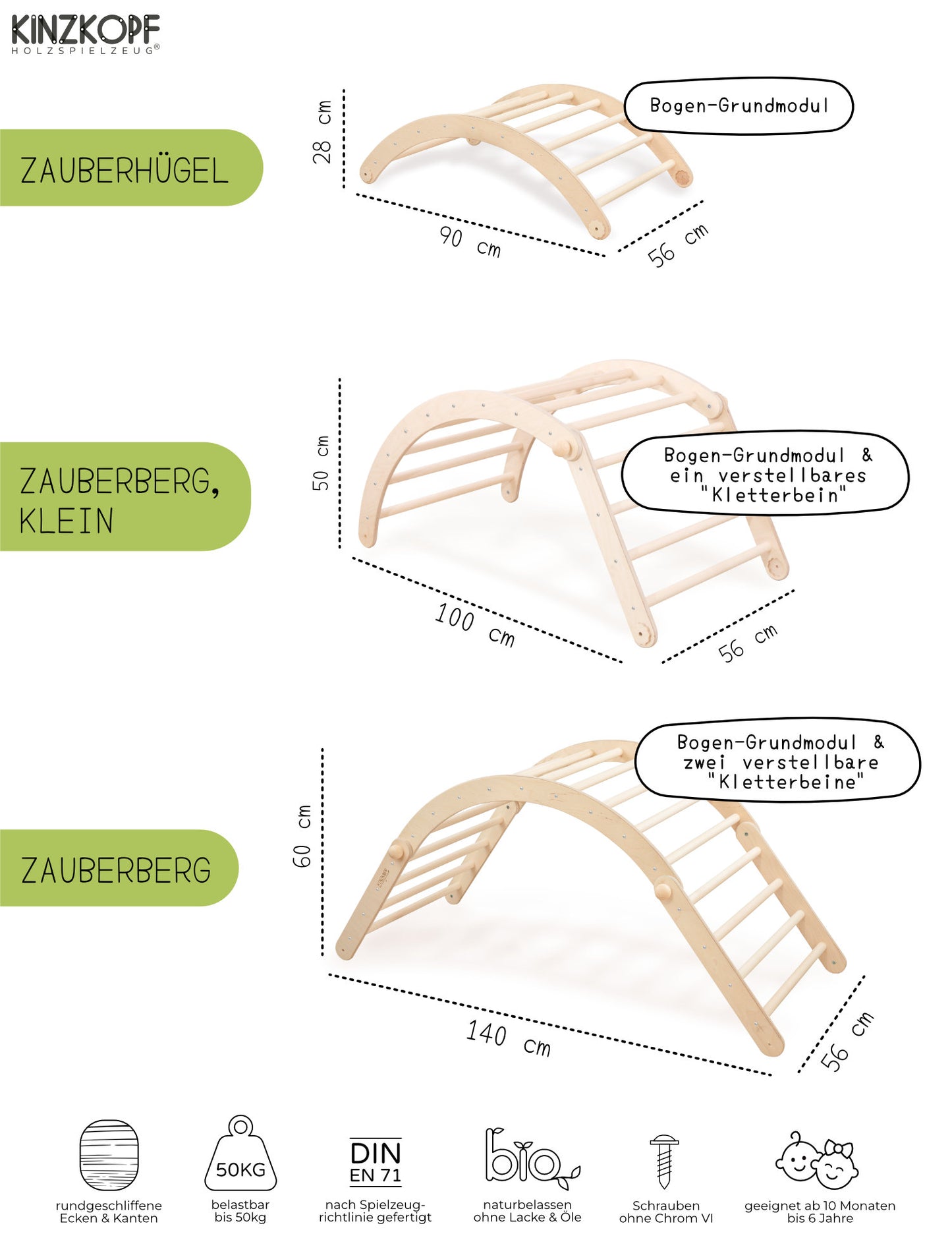 DAS ZAUBERLAND | Dreiteiliger Kletterparcours | modular | höhen- und formverstellbar (Varianten wählbar)