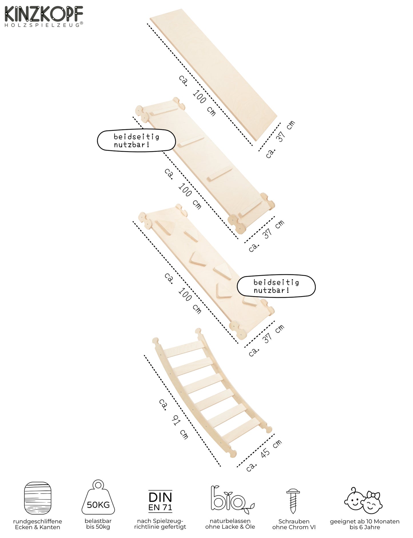 KLETTERBOGEN mit Rutsche/Leiter | Zweiteiliges Set | verstellbar & erweiterbar (Varianten wählbar)