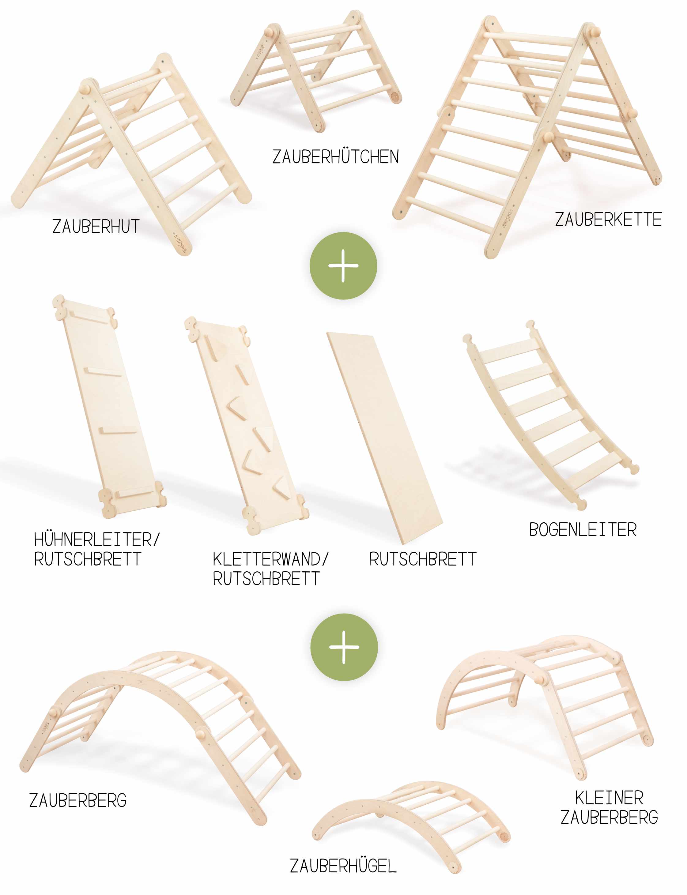 DAS ZAUBERLAND | Dreiteiliger Kletterparcours | modular | höhen- und formverstellbar (Varianten wählbar)